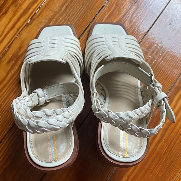 Sam Edelman Ivory Holland Leather Square-toe Huarache Heels Size 7 - Picture 4 of 14